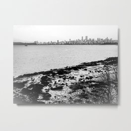 Vancouver Skyline on a Grey Day Metal Print | Grayscale, B W, Britishcolumbia, Blackandwhite, Cityscape, Photo, Monochrome, Englishbay, Westcoast, Skyline 