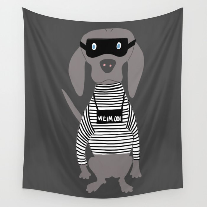Weim Crime Grey Ghost Weimaraner Dog Hand-painted Pet Drawing Wall Tapestry
