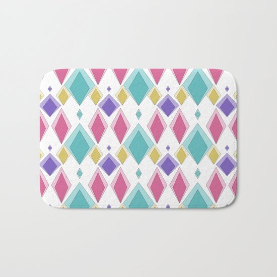 Multi-colored diamonds . Retro . Bath Mat