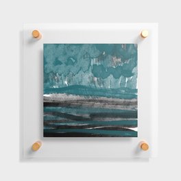 The Meeting Place - Contemporary Abstract in Green and Black 1 Floating Acrylic Print