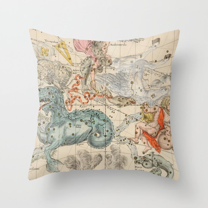Vintage Celestial & Astrological Map  (1693) Throw Pillow