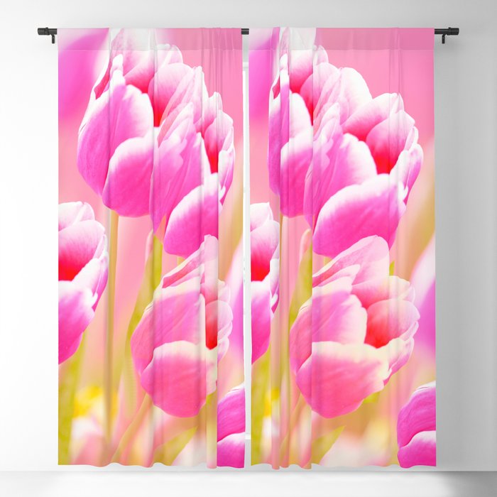 Pink Tulip Flower Bouquet - Spring Mood #decor #society6 #buyart Blackout Curtain