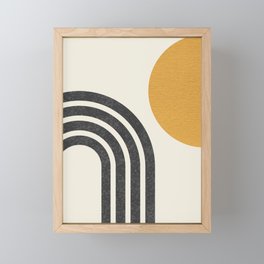 Mid century modern Sun & Rainbow Framed Mini Art Print