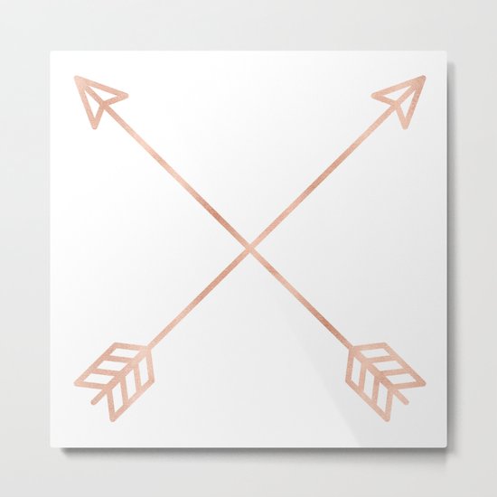 Rose Gold Arrows on White Metal Print