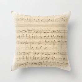 vintage beige music notes Throw Pillow