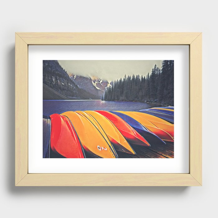 Colorful Canoes Recessed Framed Print