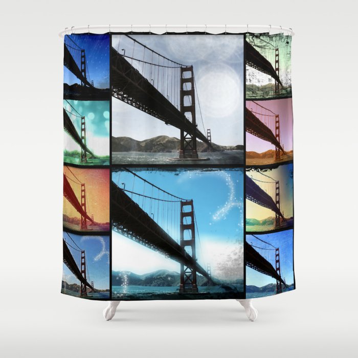 Golden Gate Bridge colorful Photo Collage Shower Curtain by Christine aka stine1 on Society6