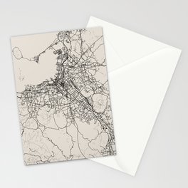 Japan, Fukuoka Black&White Map - Stationery Card