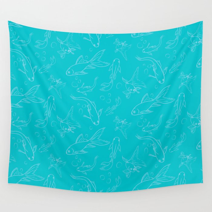 Blue Fish Wall Tapestry