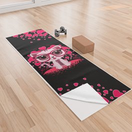 Valentine's Day Kitten Yoga Towel