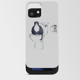 Tuxedo cat toilet Painting Wall Poster Watercolor  iPhone Card Case