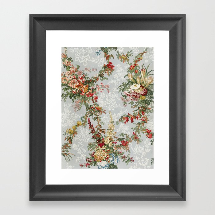 Figured Floral Industrial Arts Painting 19th Century Floral Textile Pattern Framed Art Print