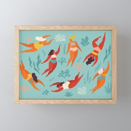 Swimming girl Framed Mini Art Print