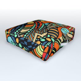 Abstract Trippy Botanical Leaves Print Outdoor Floor Cushion