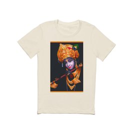 Lord Krishna Playing Flute Painting T Shirt