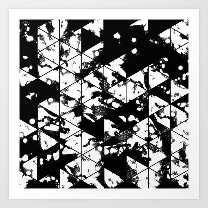 Splatter Triangles Black And White Abstract Paint Splat