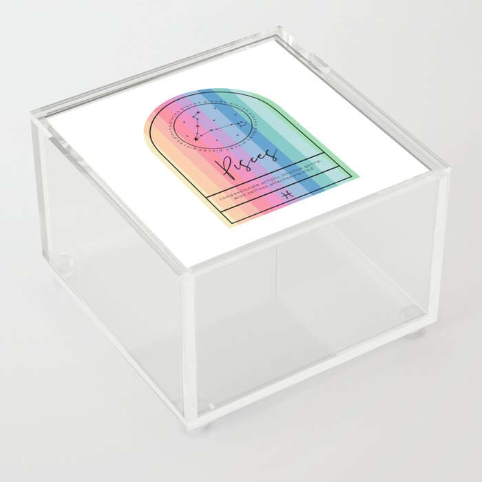 Pisces Zodiac | Rainbow Stripe Acrylic Box