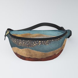 Amber Dusk Fanny Pack | Abstract, Blue, Nature, Mountains, Graphicdesign, Amber, White, Copper, Grey, Orange 