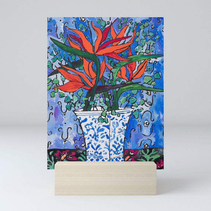 Birds of Paradise in Blue After Matisse Mini Art Print