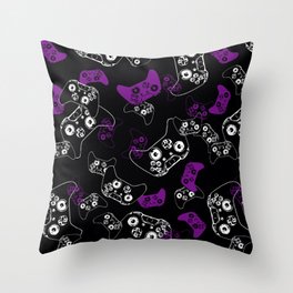 Video Game Purple on Black Throw Pillow