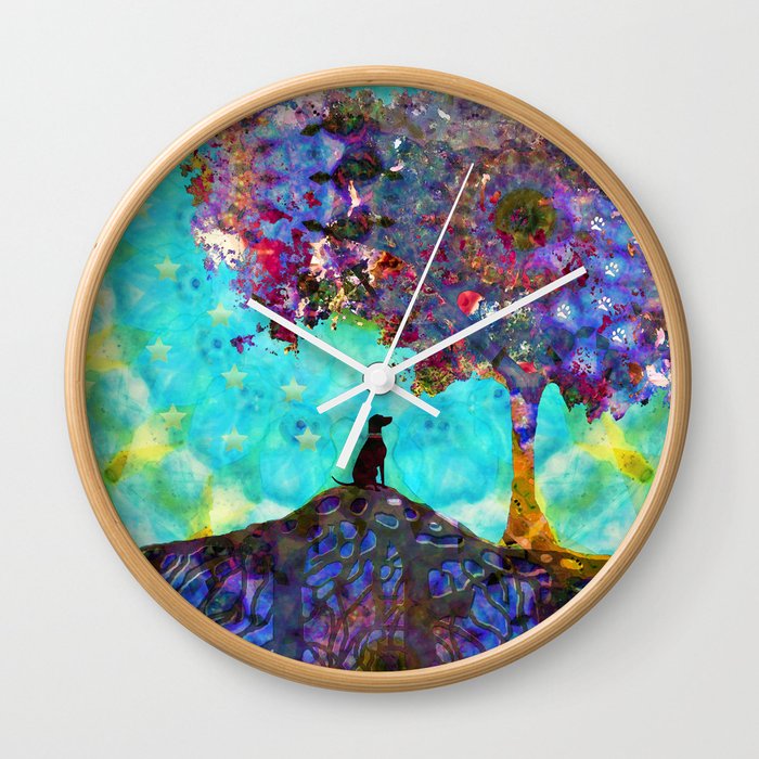 Tree Of Life Artwork - Dog Is Life - Sharon Cummings Wall Clock