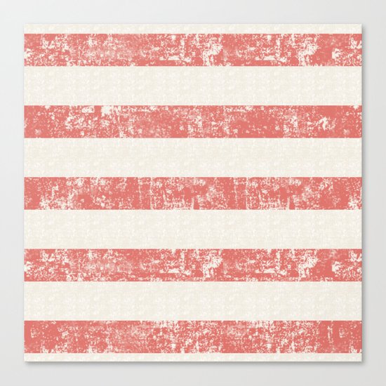 Maritime Beach Pattern- Red and White Stripes- Horizontal- Canvas Print