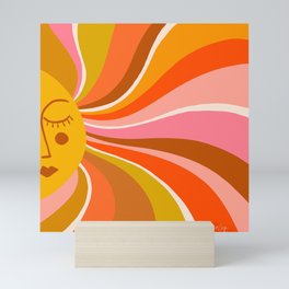 Sunshine Swirl – Retro Ochre Mini Art Print
