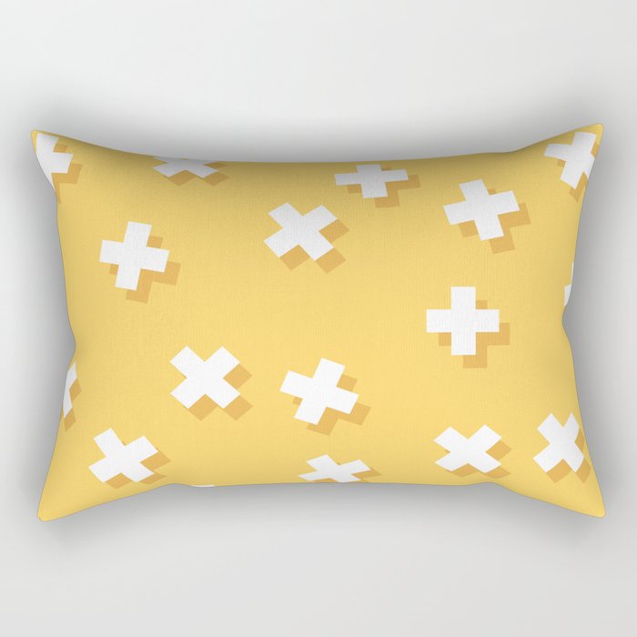 Modern Swiss Cross Yellow Rectangular Pillow