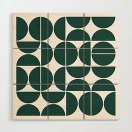 Mid Century Modern Geometric 04 Dark Green Wood Wall Art