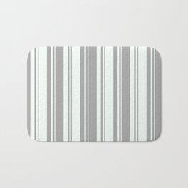 [ Thumbnail: Dark Gray & Mint Cream Colored Lines Pattern Bath Mat ]