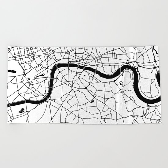 London Minimal Map Beach Towel