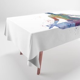 Woman practices yoga in watercolor Tablecloth