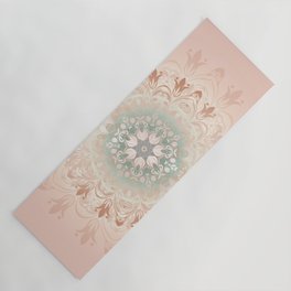 Rose Gold Blush Mint | Floral Mandala Yoga Mat