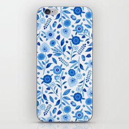 Sky blue folk florals iPhone Skin