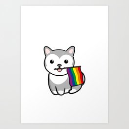 Husky Dog Gay Pride Flag, Dog Themed pride Gift, Husky Dog Gay Pride Flag, Dog Pride Gift Sticke Art Print