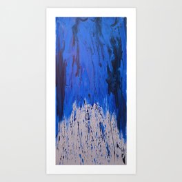 Metallic Waterfall Art Print | Painting, Water, Abstract, Acrylic 
