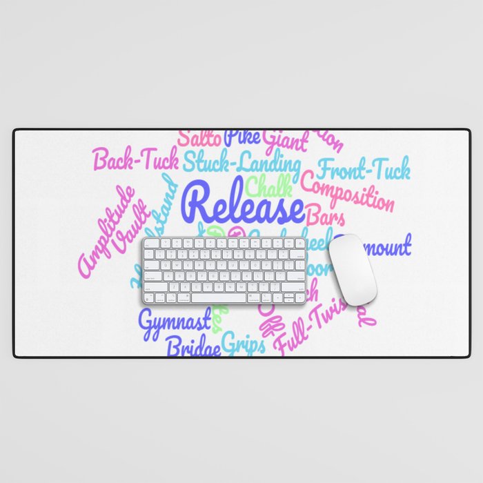 Artistic Gymnastics Word Cloud Desk Mat by Glitter Sports Gear
