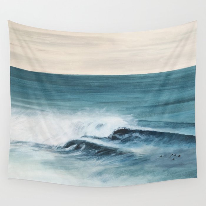 Surfing big waves Wall Tapestry