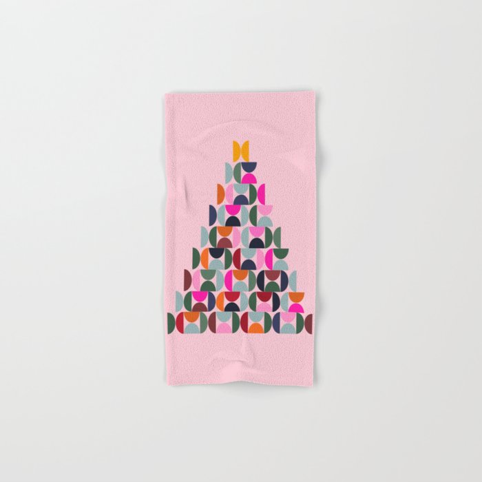 Pink Mid Century Christmas Tree Modern Abstract Shapes Hand Bath