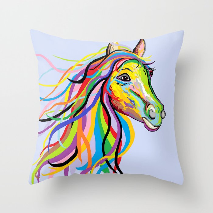 Horse of a Different Color Throw Pillow