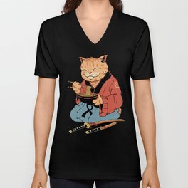 Cat Ramen V Neck T Shirt