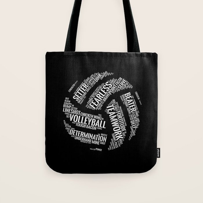 White Volleyball Wordcloud Gift Tote Bag by Monster Designs Society6
