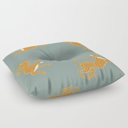 Leopard Race - blue Floor Pillow