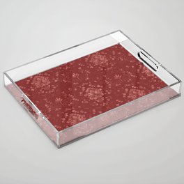 Damask Pattern with Glittery Metallic Accents Red Acrylic Tray