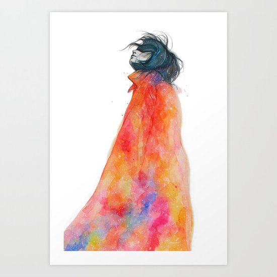 The Girl with the starry mantle Art Print