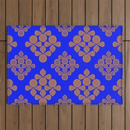 Royal Blue Mid-Century Shapes Pattern Outdoor Rug