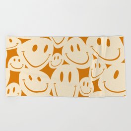 Cream & Yellow Wonky Smiley Faces Beach Towel