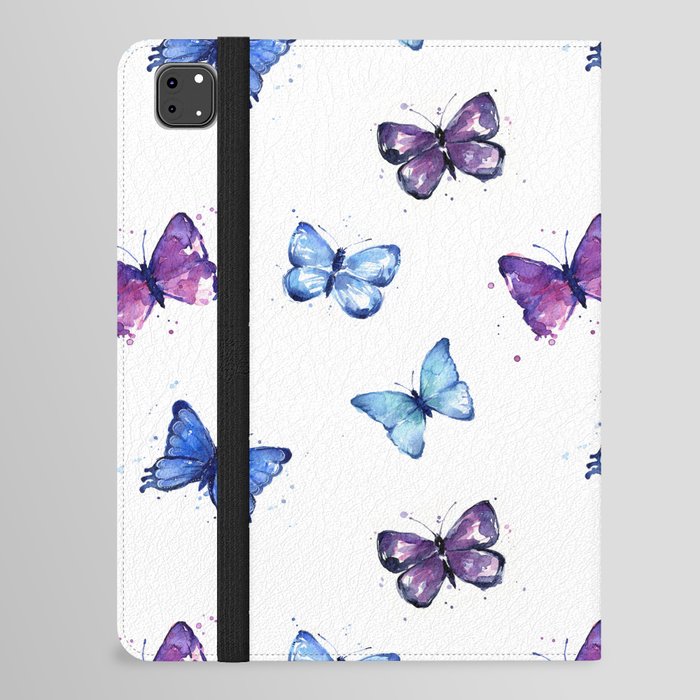 Butterfly Pattern Blue Purple iPad Folio Case