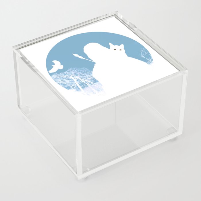 Cat Lover Samurai Warrior Ghost in Mysterious Scary Spooky Horror Haunted Forest  Acrylic Box