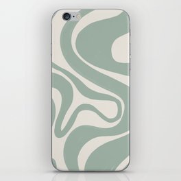 Swirl Lines in Frosty Green and Light Sage Green iPhone Skin